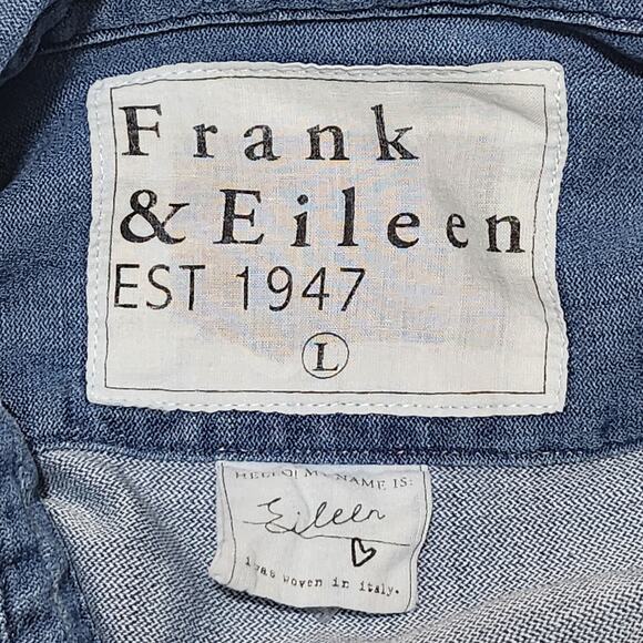 Frank & Eileen EILEEN Famous Denim Relaxed Shirt in Distressed Wash L NWOT $278 - Picture 6 of 14